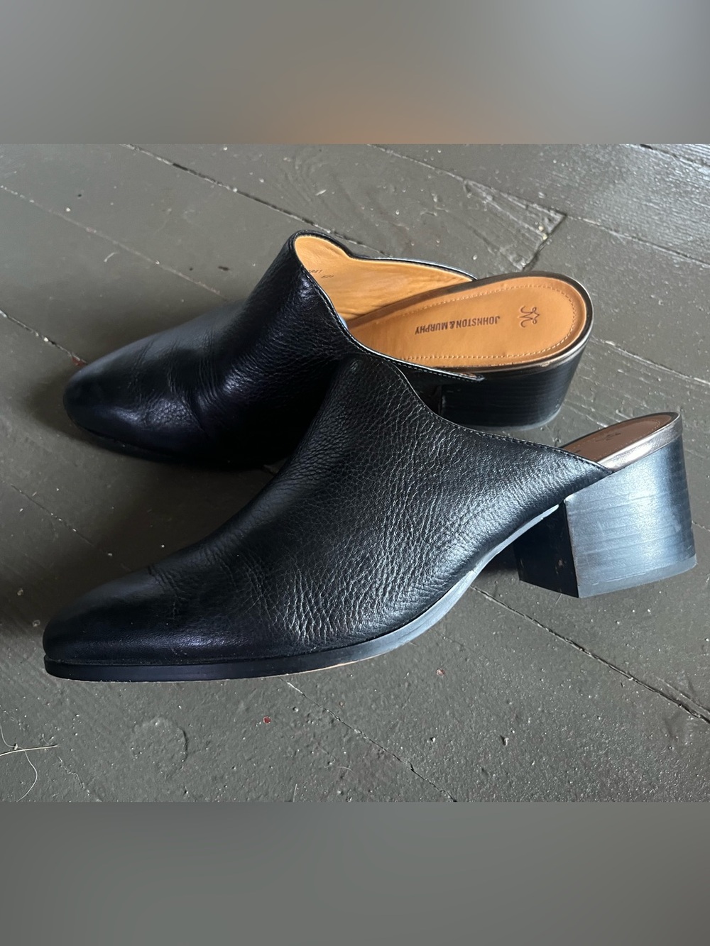 Johnston & Murphy Trista Black Leather Mule Slides - Picture 8 of 9